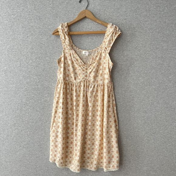 Pink Rose Dress Womens Large Boho Sleeveless Smocked Floral Lace Rayon Summer - Picture 1 of 9